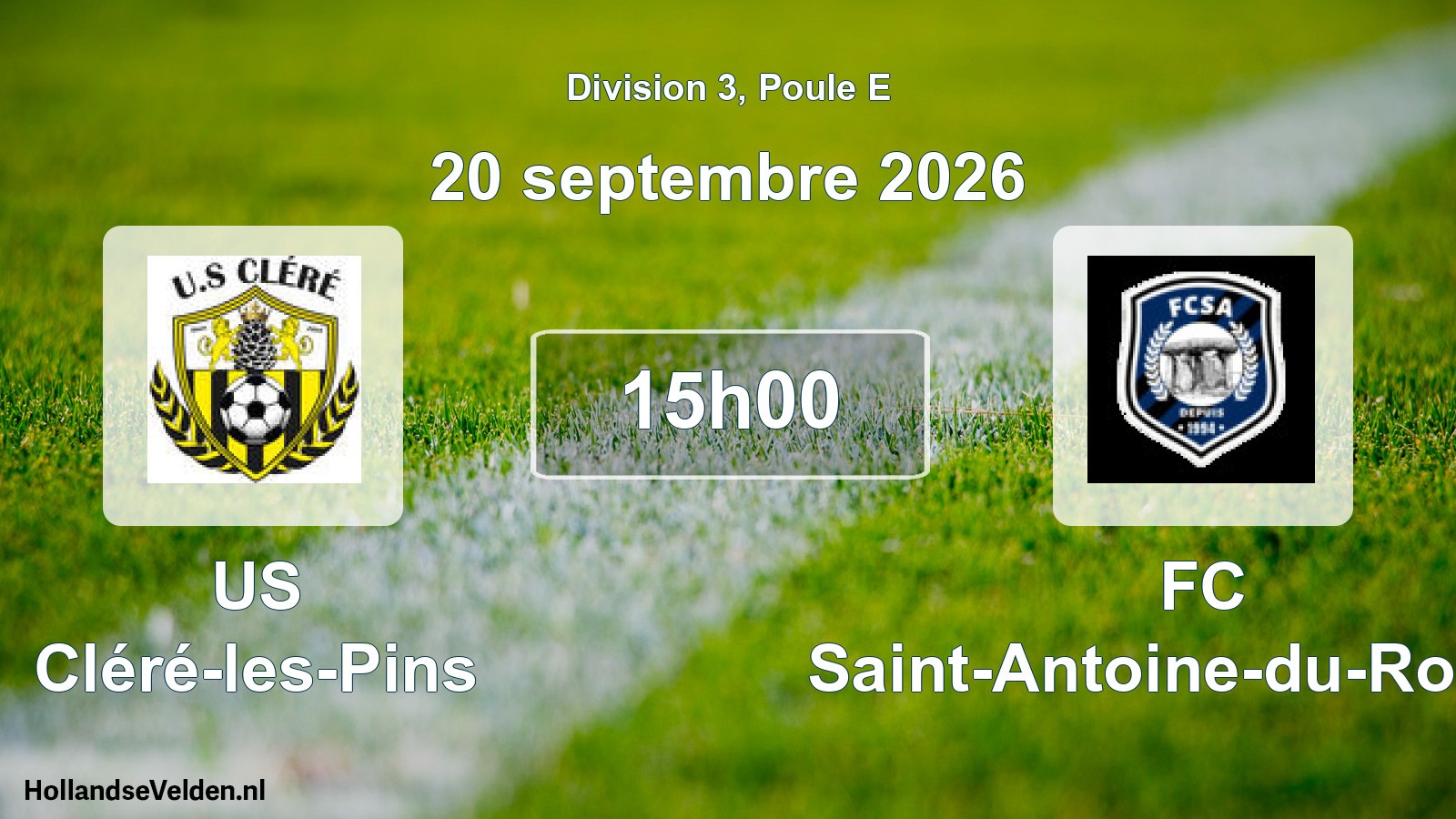 Match programmé: US Cléré-les-Pins - FC Saint-Antoine-du-Rocher (20 septembre 2026)