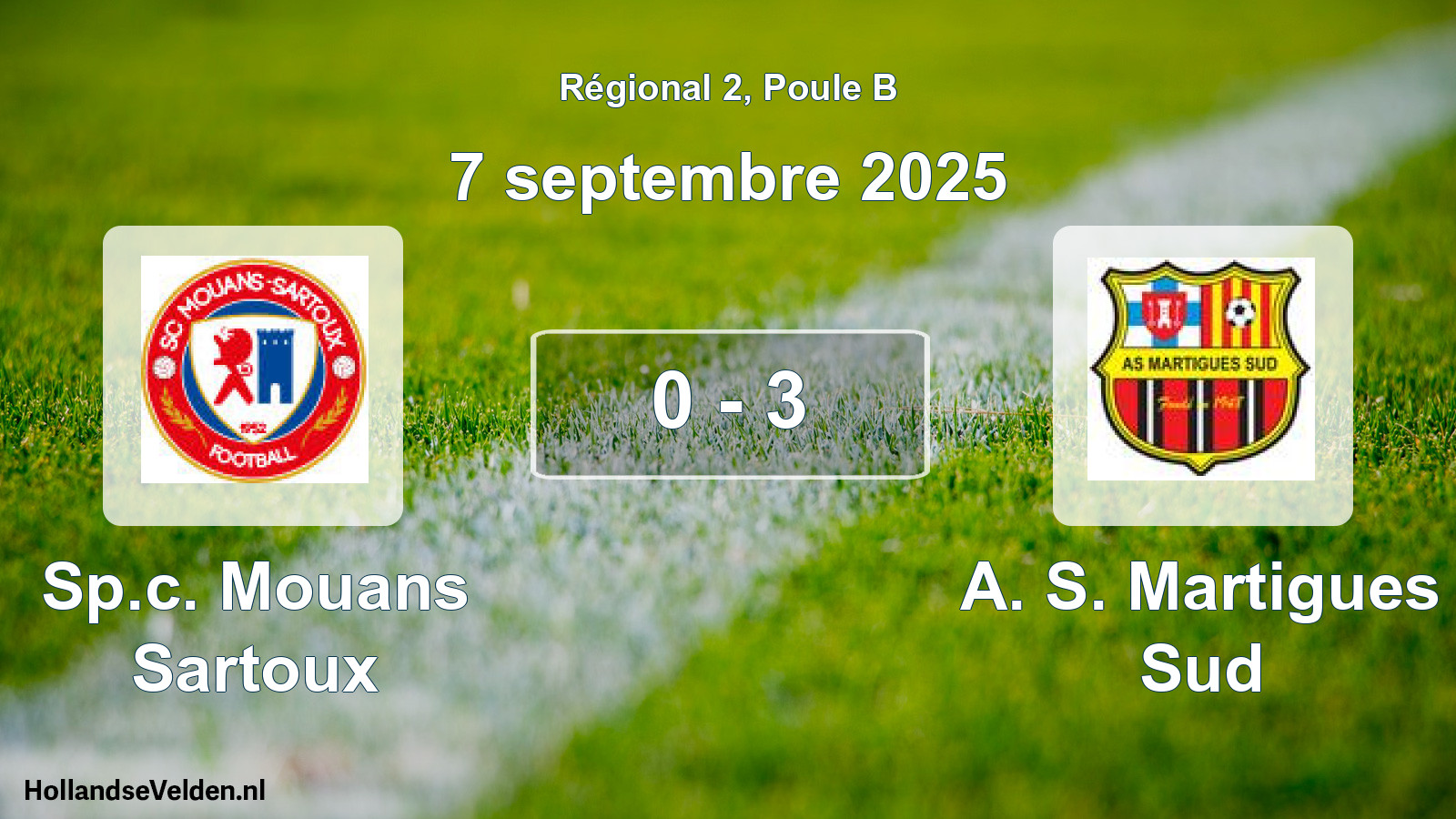 Gespeelde wedstrijd: Sp.c. Mouans Sartoux - A. S. Martigues Sud 0 - 3 (7 septembre 2025)