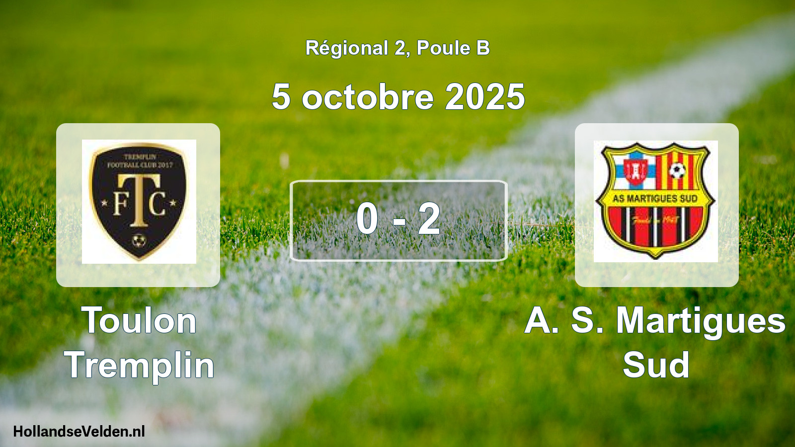 Gespeelde wedstrijd: Toulon Tremplin - A. S. Martigues Sud 0 - 2 (5 oktober 2025)