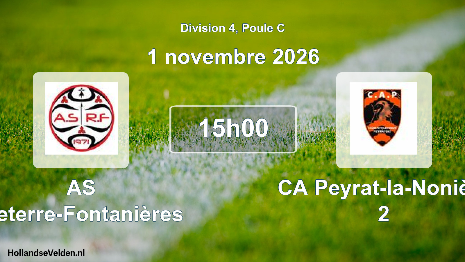 Scheduled Match: AS Reterre-Fontanières - CA Peyrat-la-Nonière 2 (1 November 2026)