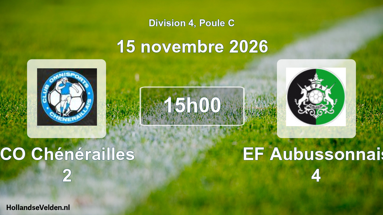 Scheduled Match: CO Chénérailles 2 - EF Aubussonnais 4 (15 November 2026)