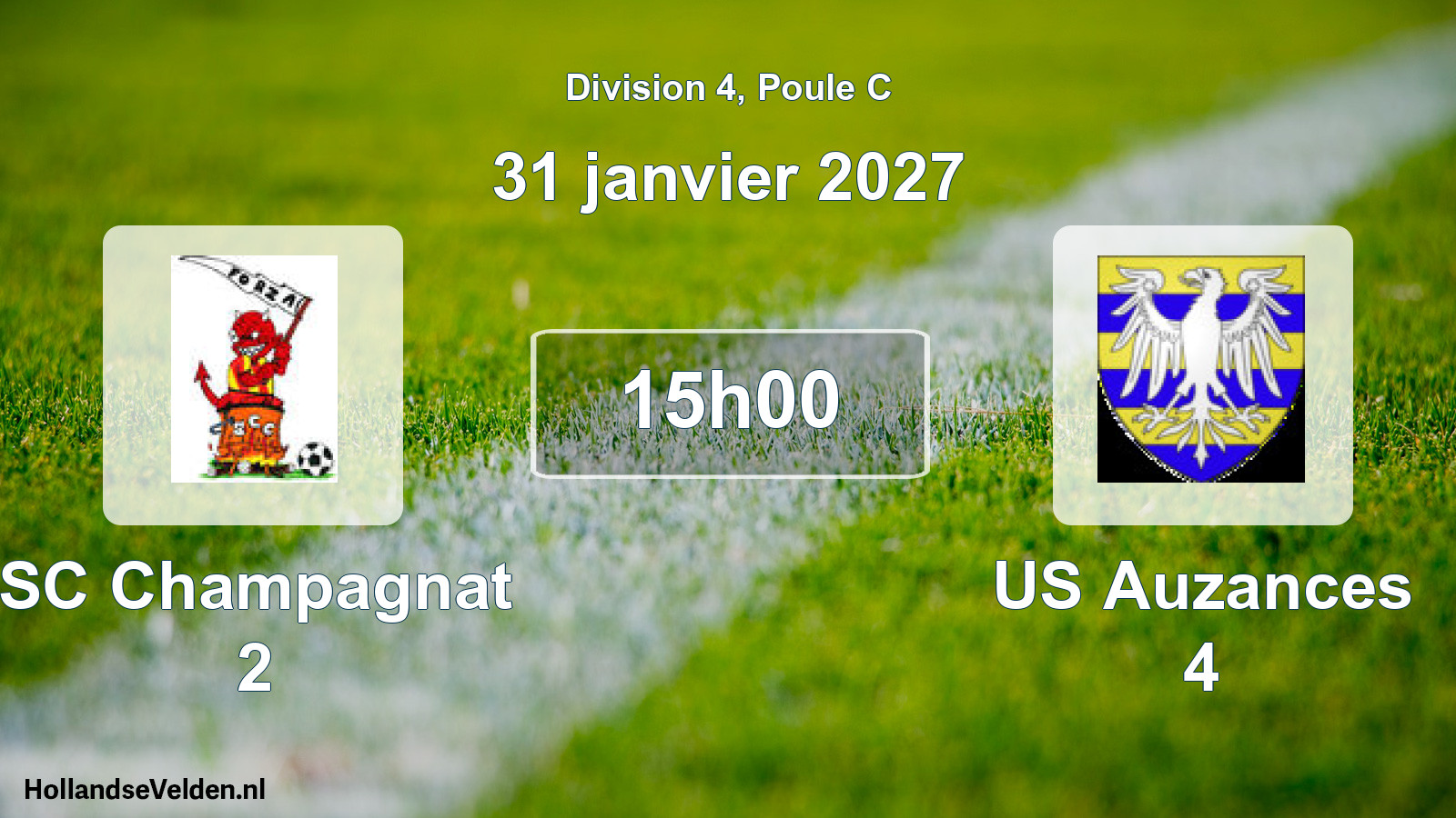 Scheduled Match: SC Champagnat 2 - US Auzances 4 (31 January 2027)