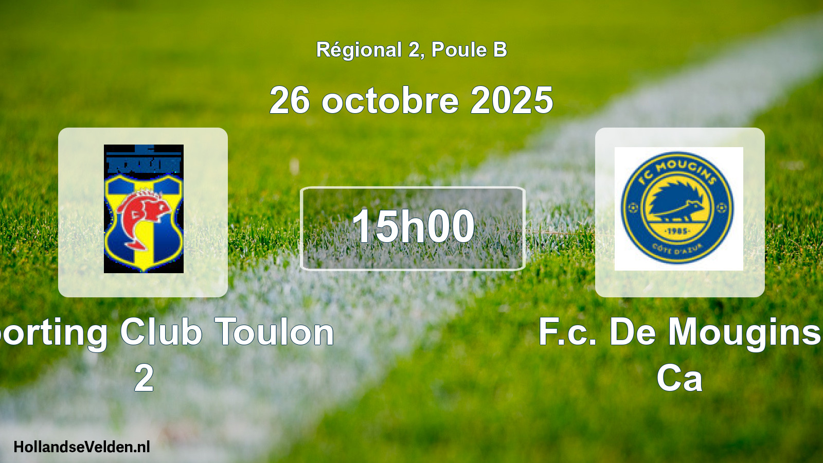 Scheduled Match: Sporting Club Toulon 2 - F.c. De Mougins Ca (26 October 2025)