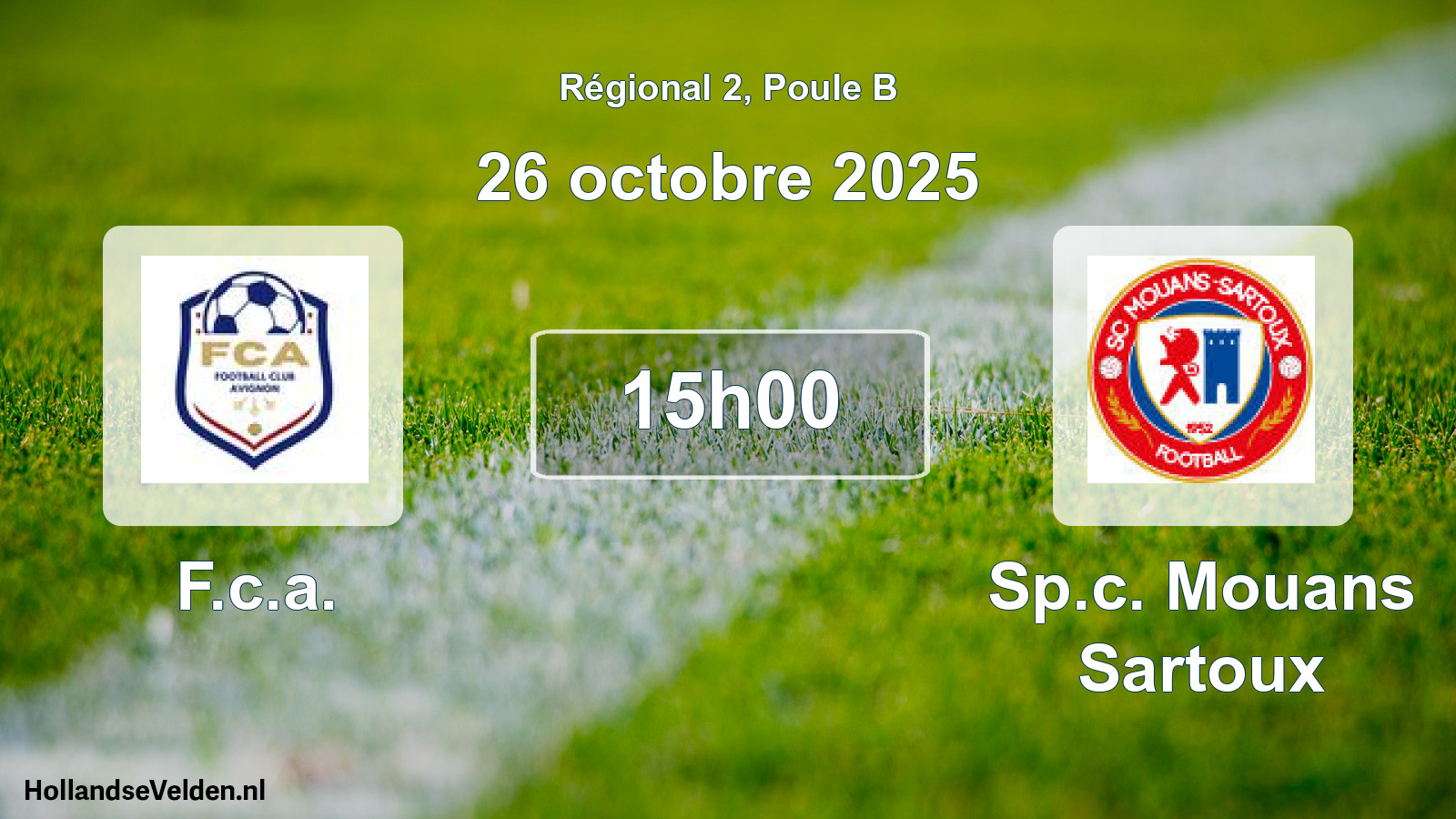 Geplande wedstrijd: F.c.a. - Sp.c. Mouans Sartoux (26 oktober 2025)