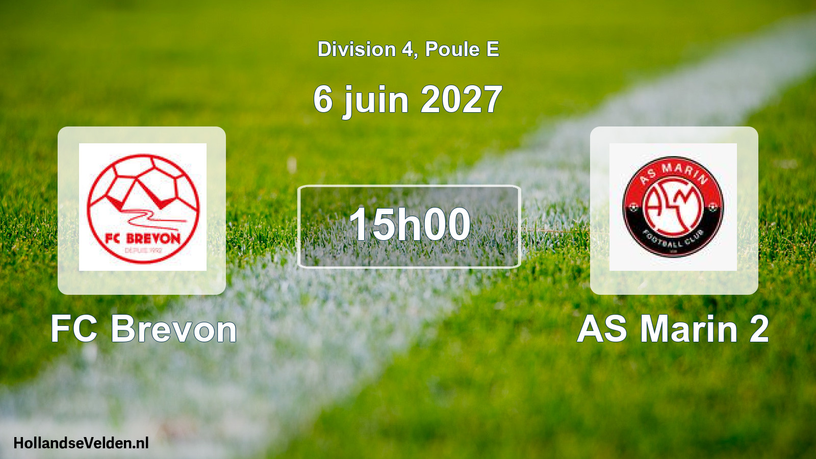Match programmé: FC Brevon - AS Marin 2 (6 juin 2027)