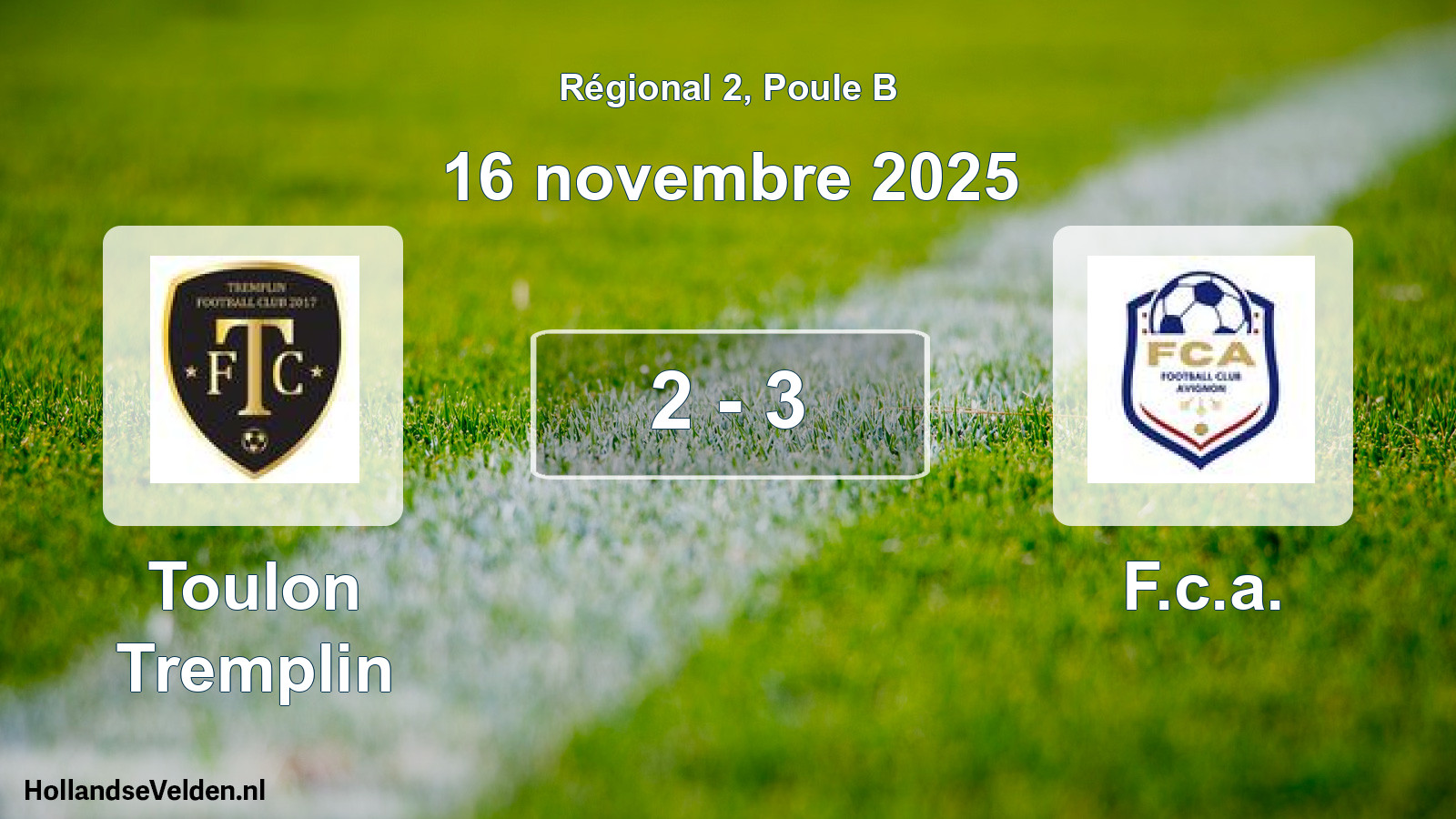Gespeelde wedstrijd: Toulon Tremplin - F.c.a. 2 - 3 (16 november 2025)