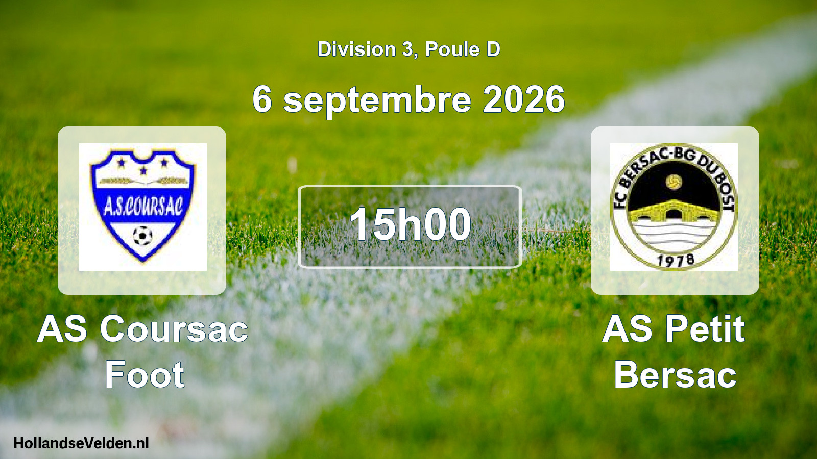 Geplande wedstrijd: AS Coursac Foot - AS Petit Bersac (6 september 2026)