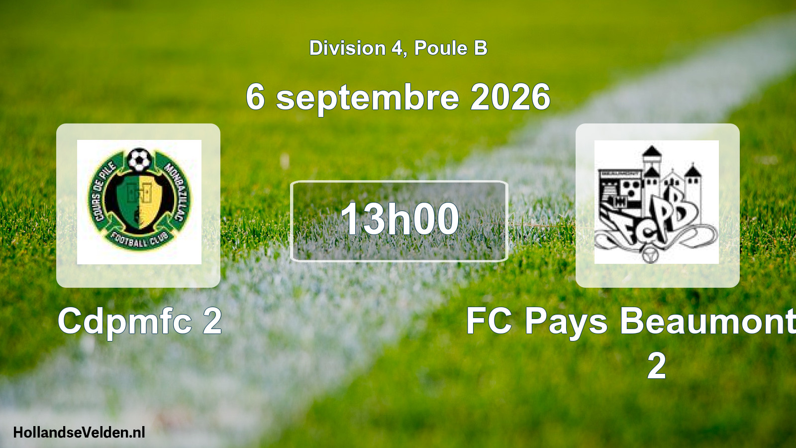 Scheduled Match: Cdpmfc 2 - FC Pays Beaumontois 2 (6 September 2026)