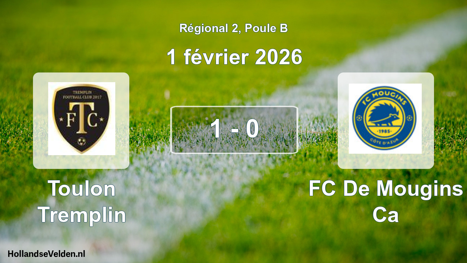 Gespeelde wedstrijd: Toulon Tremplin - FC De Mougins Ca 1 - 0 (1 februari 2026)