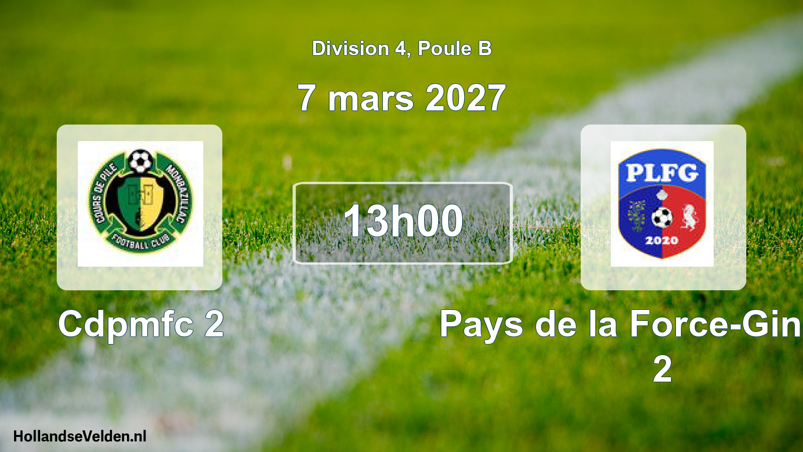 Match programmé: Cdpmfc 2 - Pays de la Force-Ginestet 2 (7 mars 2027)