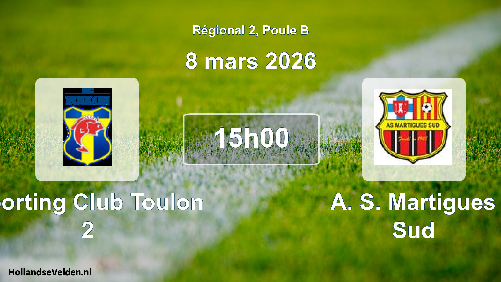 Geplande wedstrijd: Sporting Club Toulon 2 - A. S. Martigues Sud (8 mars 2026)