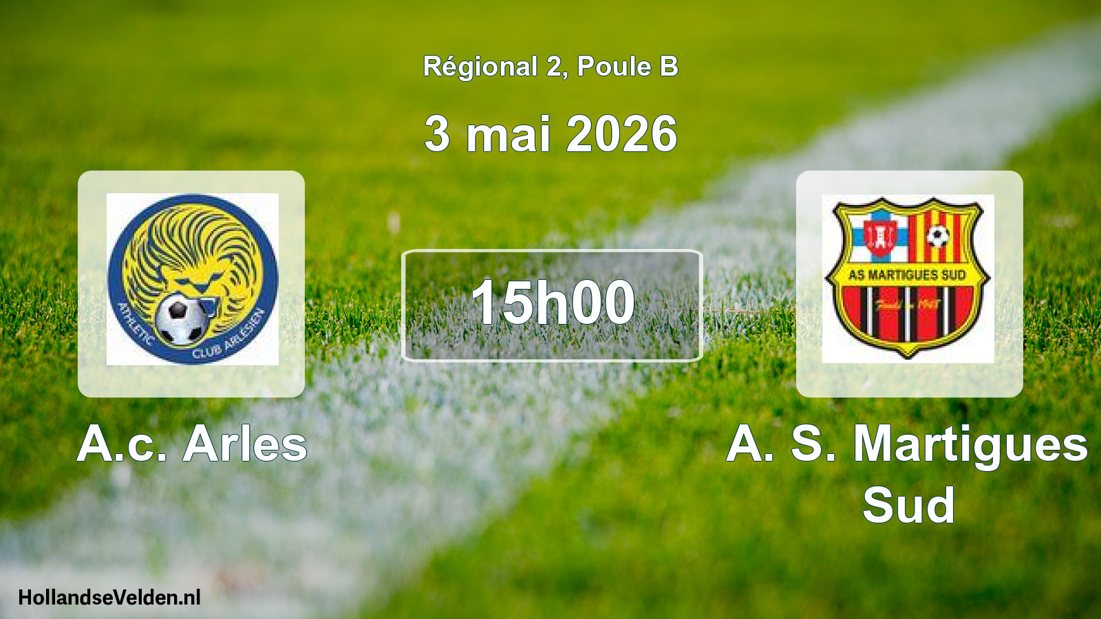Geplande wedstrijd: A.c. Arles - A. S. Martigues Sud (3 mai 2026)