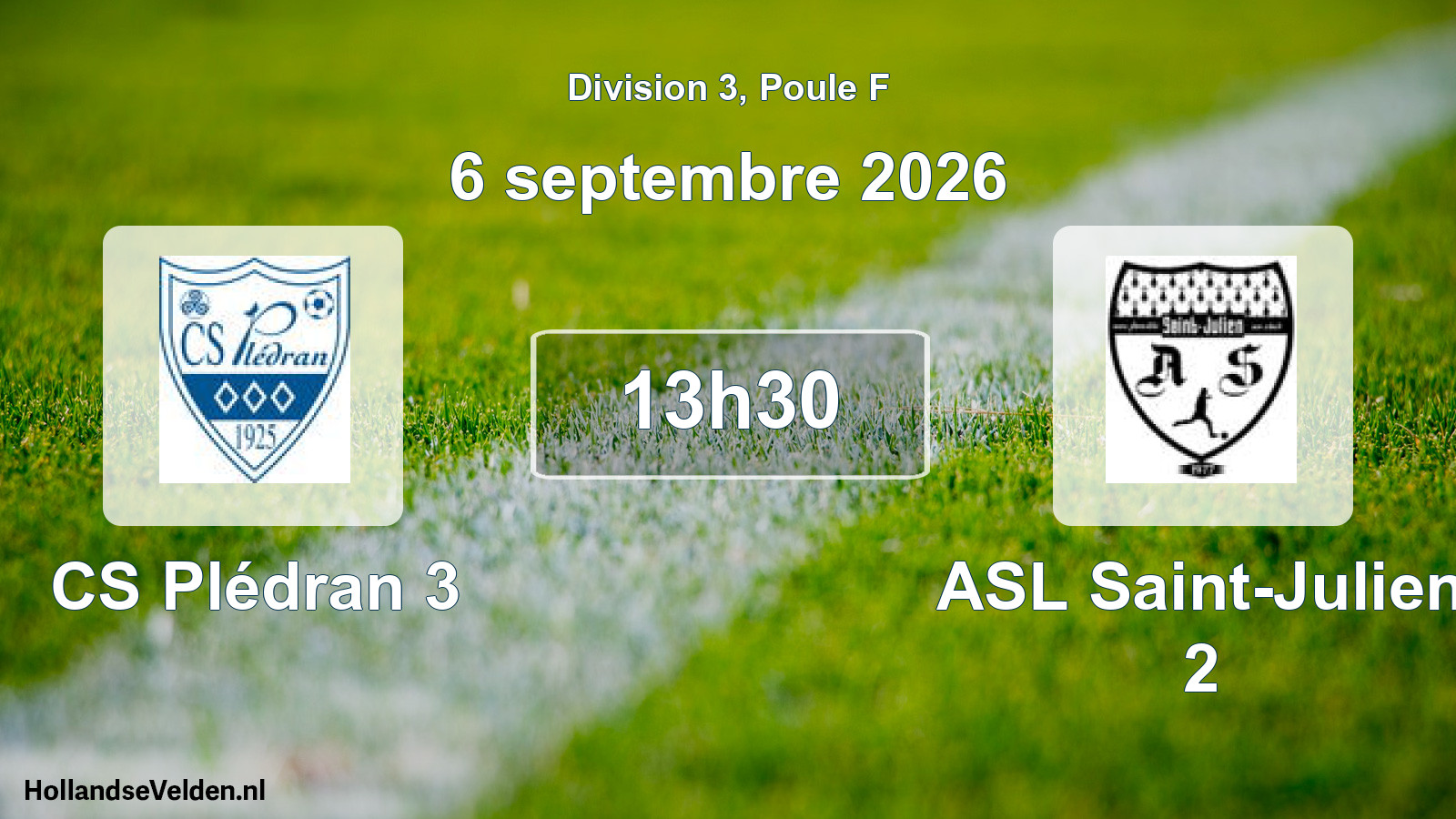 Match programmé: CS Plédran 3 - ASL Saint-Julien 2 (6 septembre 2026)