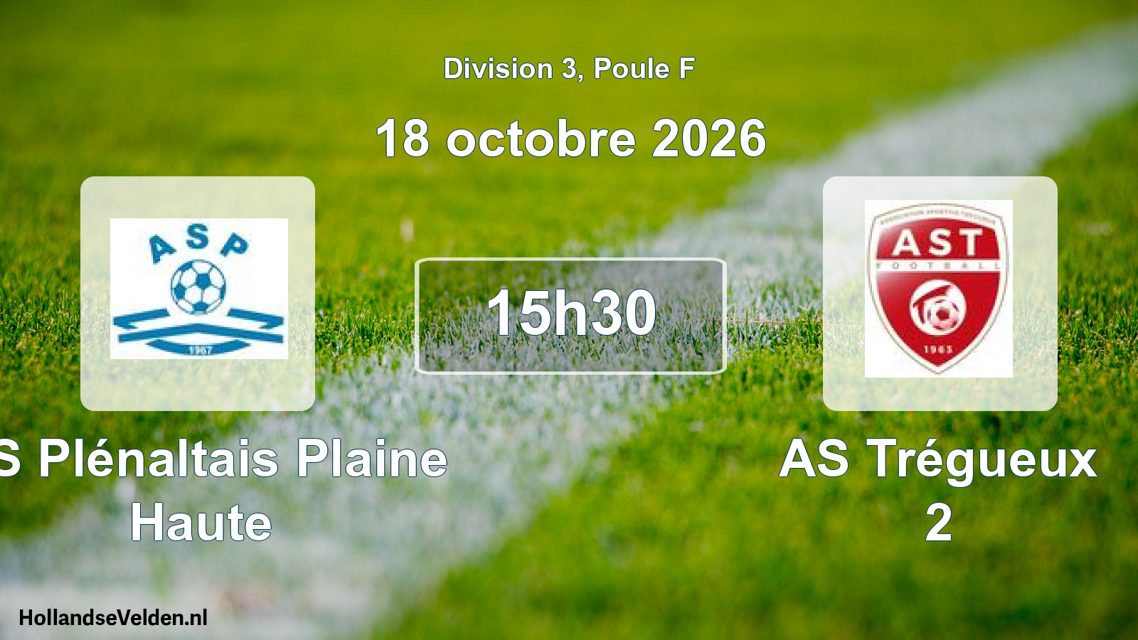 Match programmé: AS Plénaltais Plaine Haute - AS Trégueux 2 (18 octobre 2026)