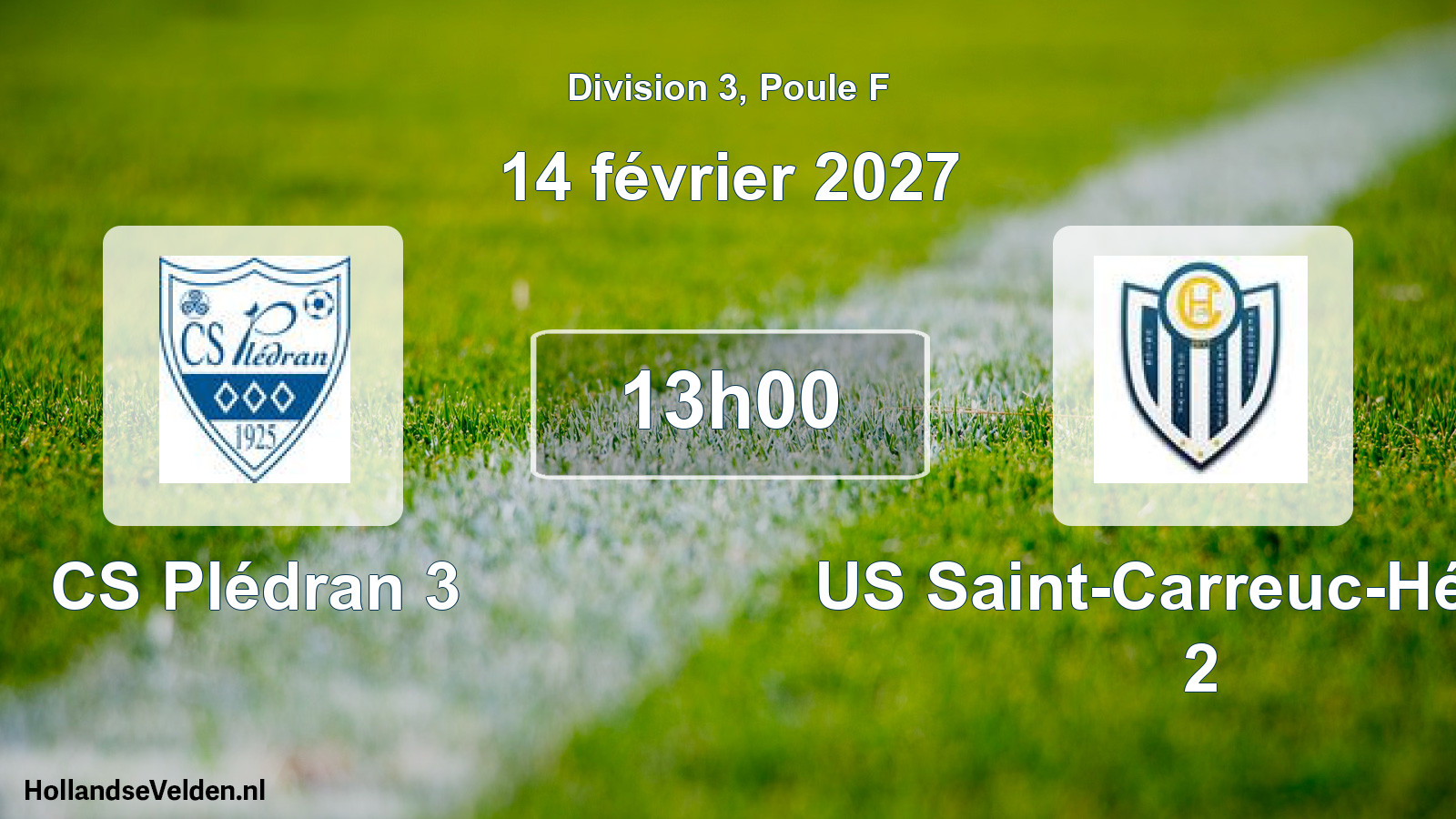 Match programmé: CS Plédran 3 - US Saint-Carreuc-Hénon 2 (14 février 2027)