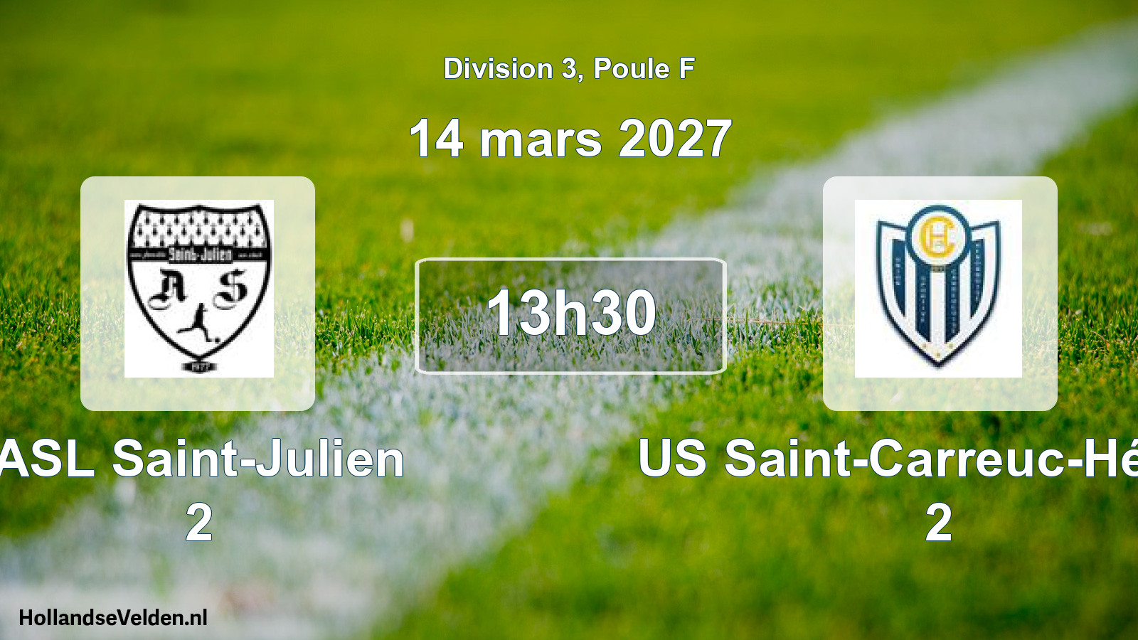 Match programmé: ASL Saint-Julien 2 - US Saint-Carreuc-Hénon 2 (14 mars 2027)