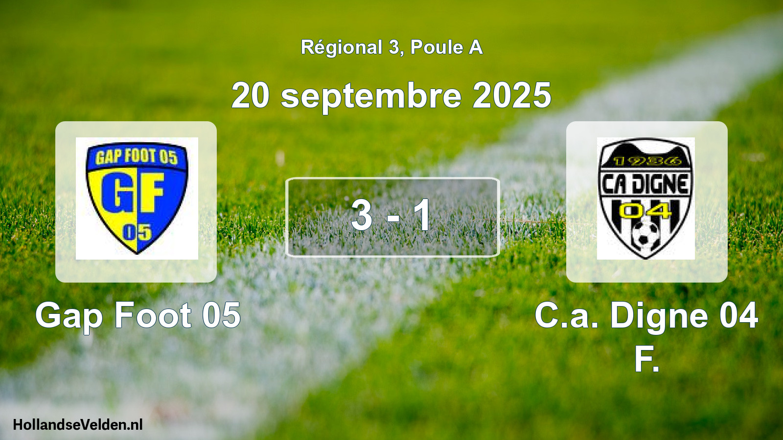 Gespeelde wedstrijd: Gap Foot 05 - C.a. Digne 04 F. 3 - 1 (20 septembre 2025)