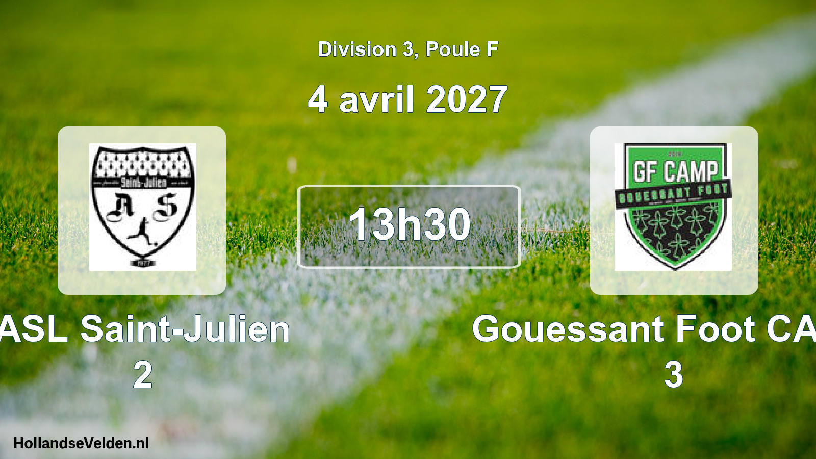 Match programmé: ASL Saint-Julien 2 - Gouessant Foot CAMP 3 (4 avril 2027)