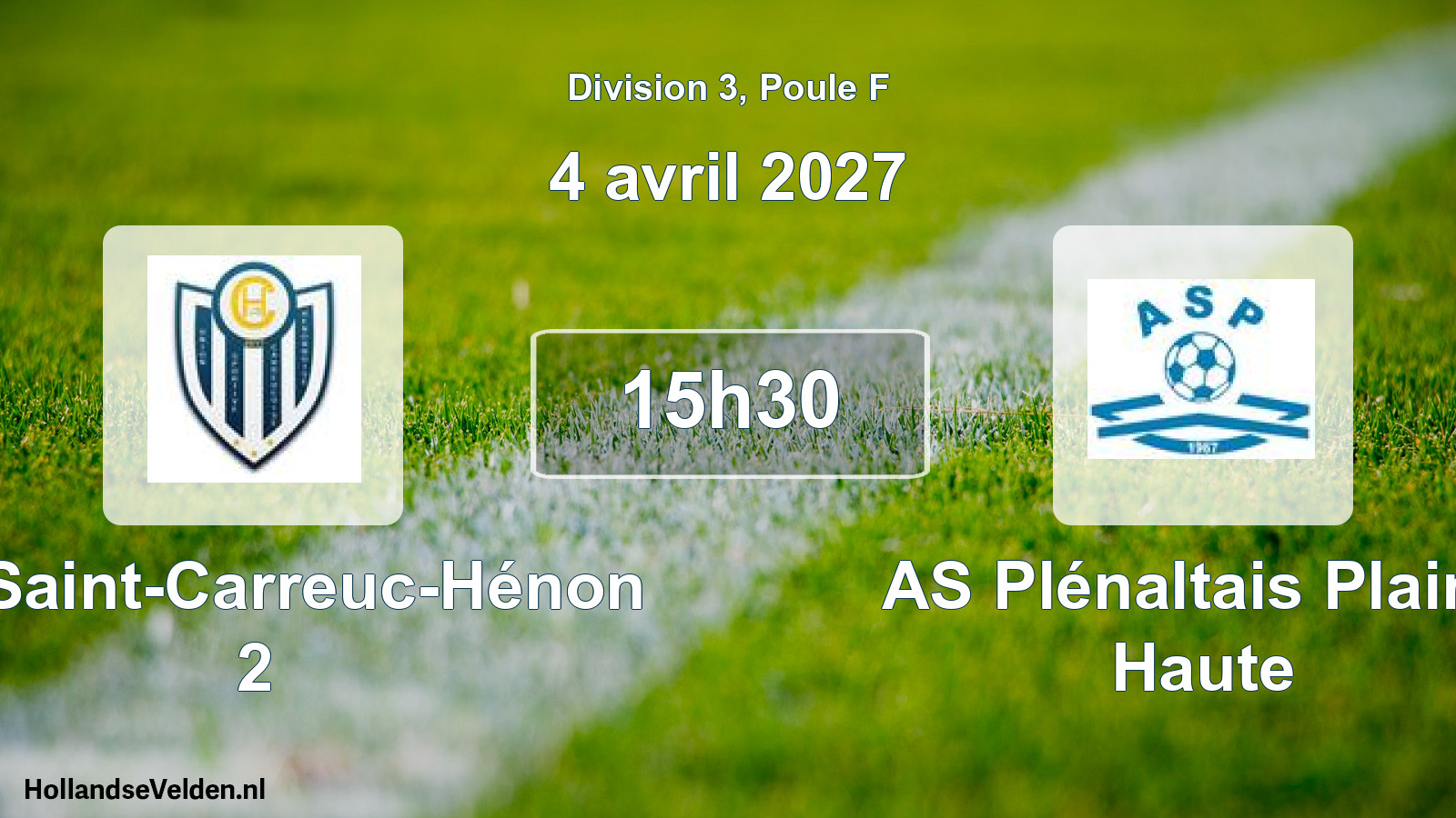 Match programmé: US Saint-Carreuc-Hénon 2 - AS Plénaltais Plaine Haute (4 avril 2027)