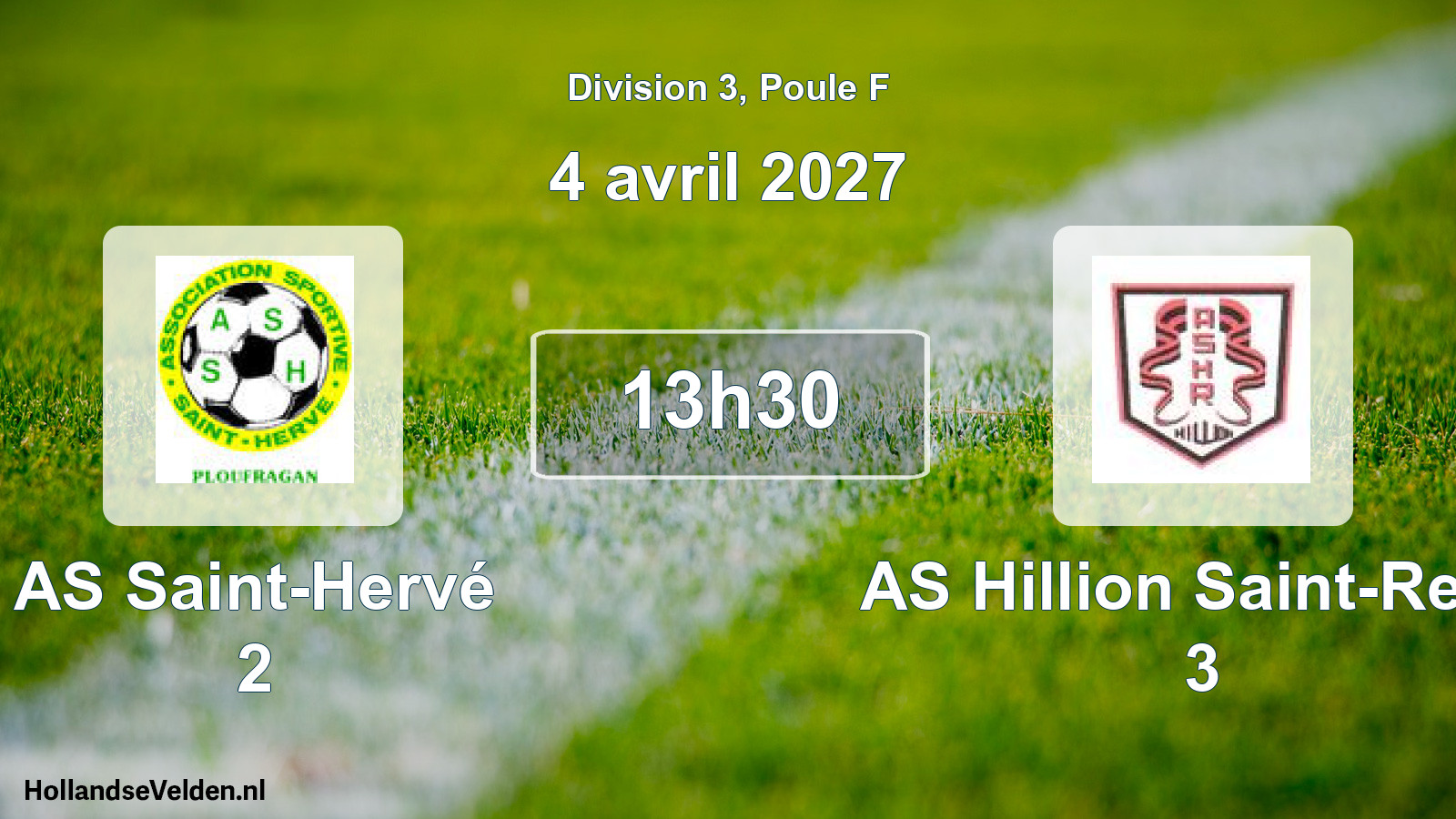 Match programmé: AS Saint-Hervé 2 - AS Hillion Saint-René 3 (4 avril 2027)