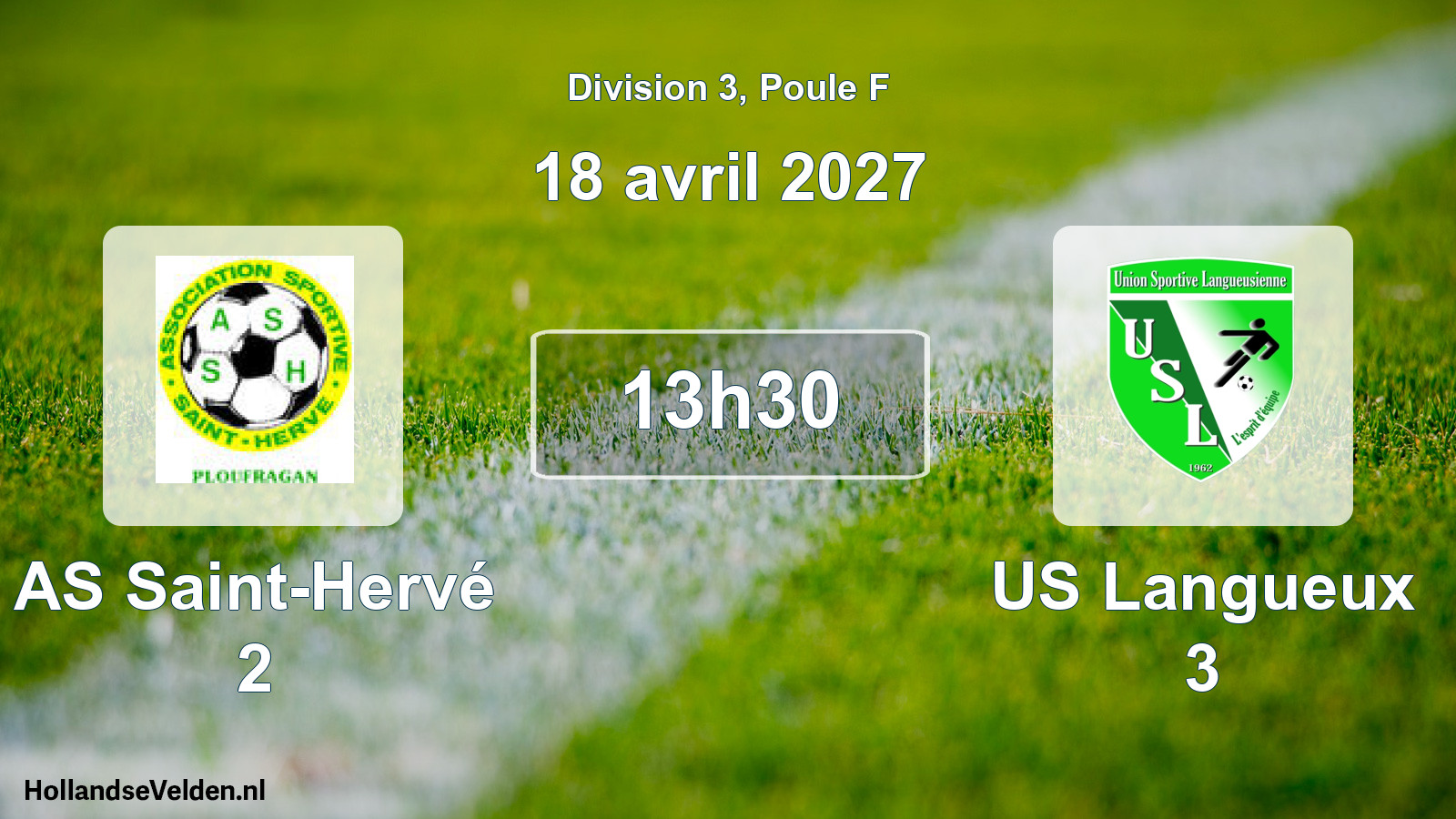 Match programmé: AS Saint-Hervé 2 - US Langueux 3 (18 avril 2027)