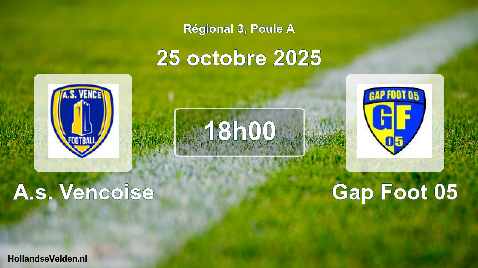 Geplande wedstrijd: A.s. Vencoise - Gap Foot 05 (25 octobre 2025)