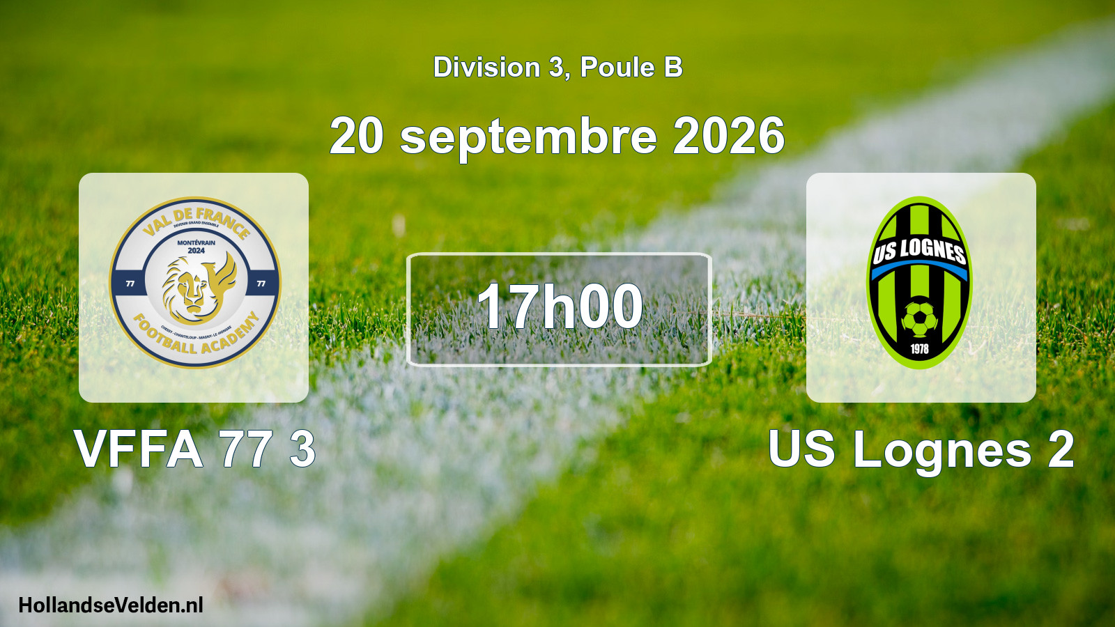 Match programmé: VFFA 77 3 - US Lognes 2 (20 septembre 2026)