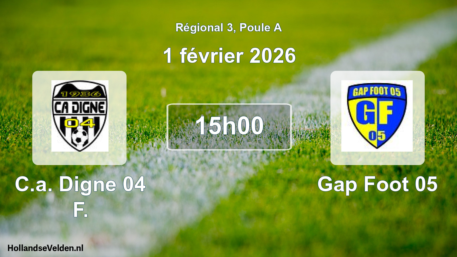 Geplande wedstrijd: C.a. Digne 04 F. - Gap Foot 05 (1 février 2026)