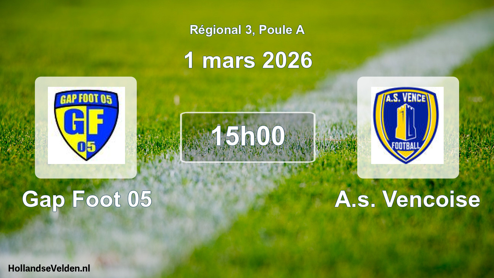 Scheduled Match: Gap Foot 05 - A.s. Vencoise (1 March 2026)