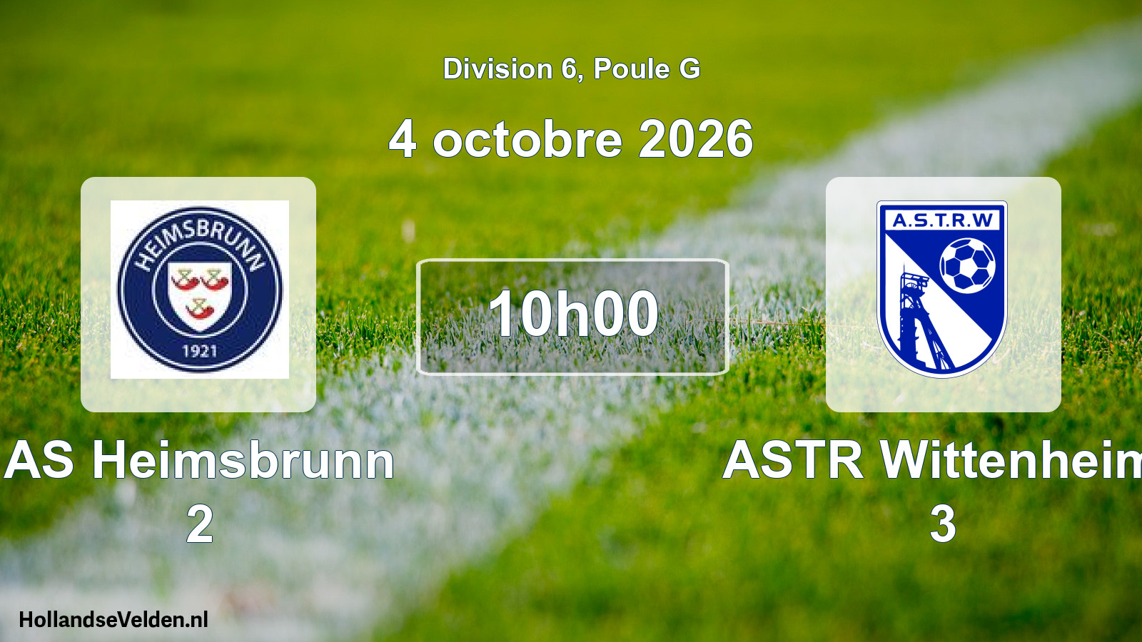 Scheduled Match: AS Heimsbrunn 2 - ASTR Wittenheim 3 (4 October 2026)