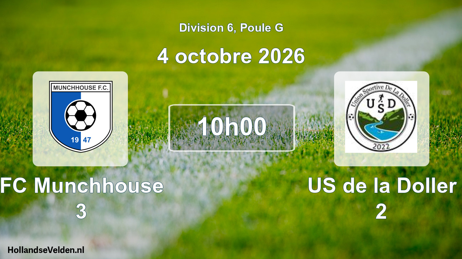 Match programmé: FC Munchhouse 3 - US de la Doller 2 (4 octobre 2026)