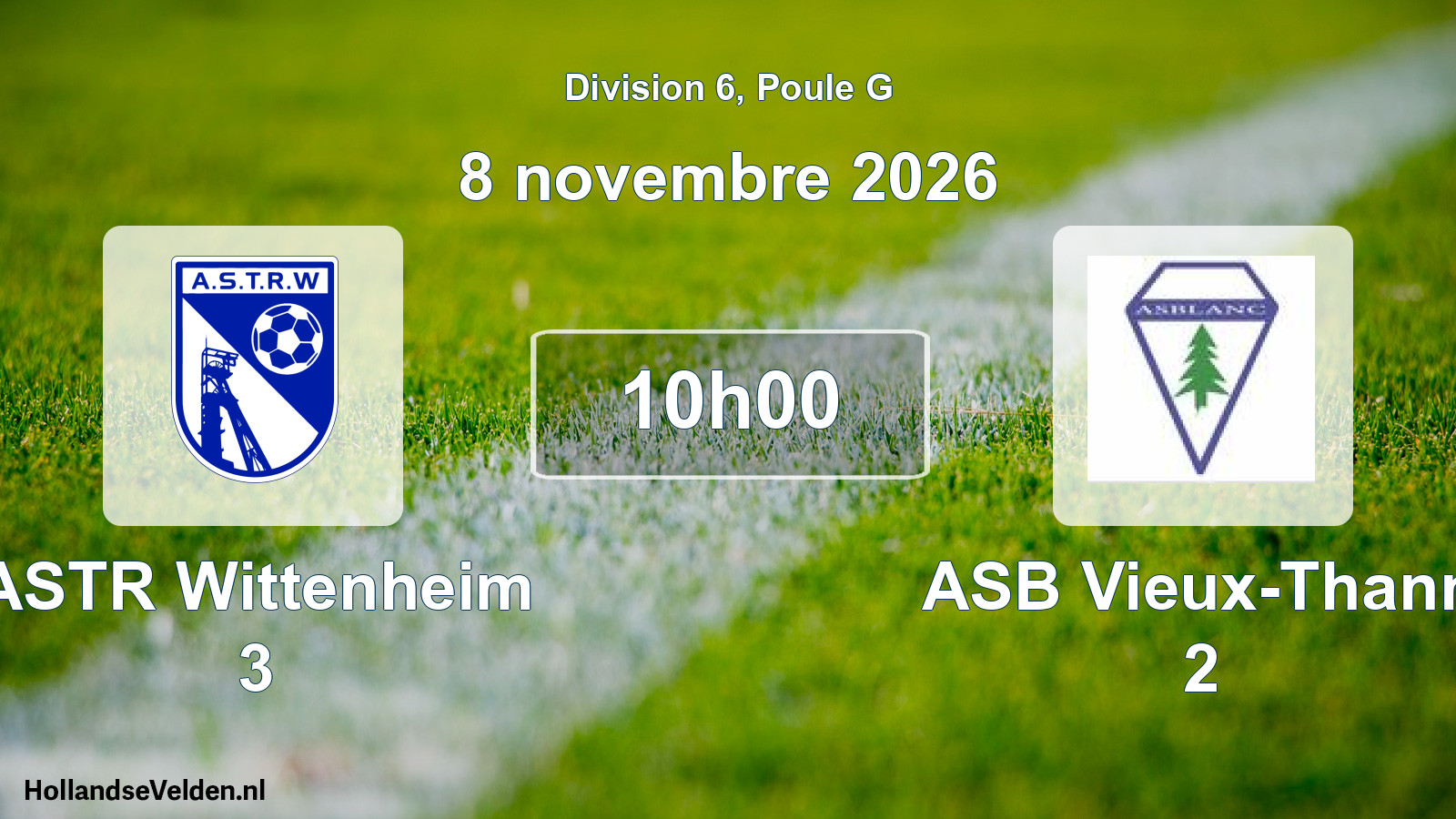 Match programmé: ASTR Wittenheim 3 - ASB Vieux-Thann 2 (8 novembre 2026)