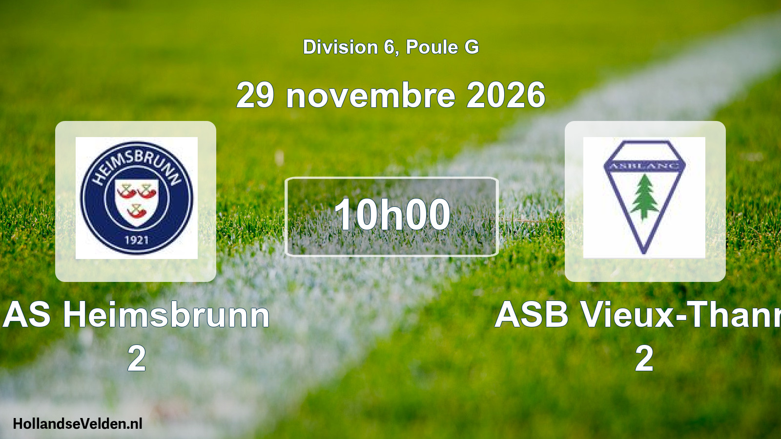 Match programmé: AS Heimsbrunn 2 - ASB Vieux-Thann 2 (29 novembre 2026)