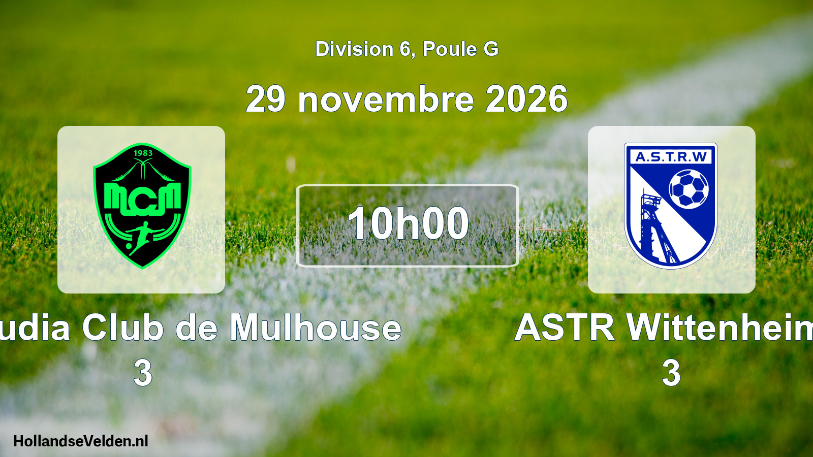 Match programmé: Mouloudia Club de Mulhouse 3 - ASTR Wittenheim 3 (29 novembre 2026)