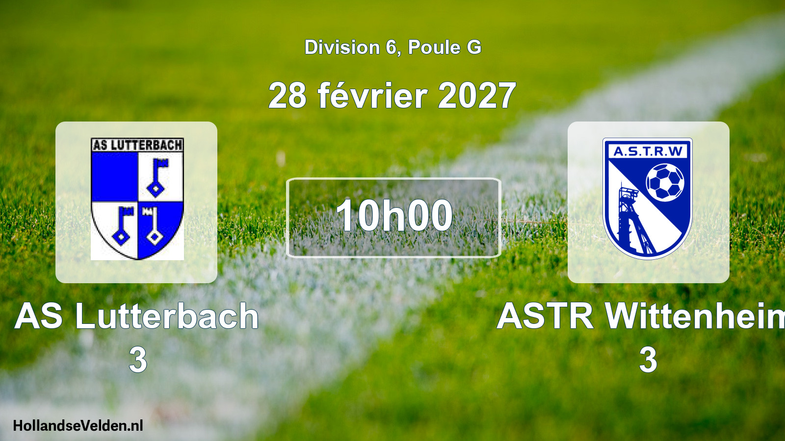 Match programmé: AS Lutterbach 3 - ASTR Wittenheim 3 (28 février 2027)