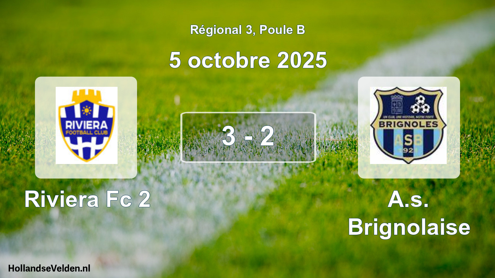 Total number of matches played: Riviera Fc 2 - A.s. Brignolaise 3 - 2 (5 October 2025)