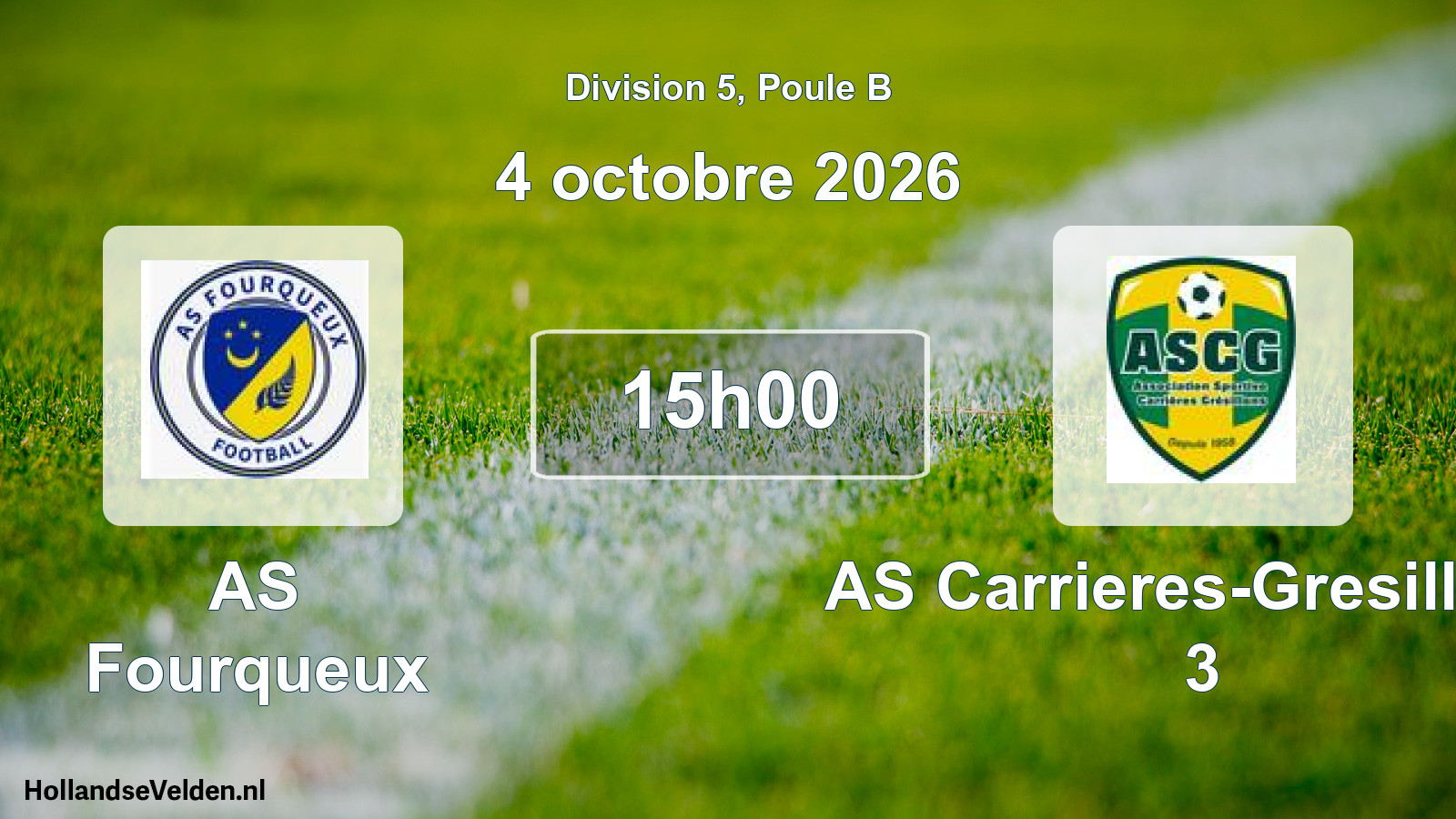 Geplande wedstrijd: AS Fourqueux - AS Carrieres-Gresillons 3 (4 oktober 2026)