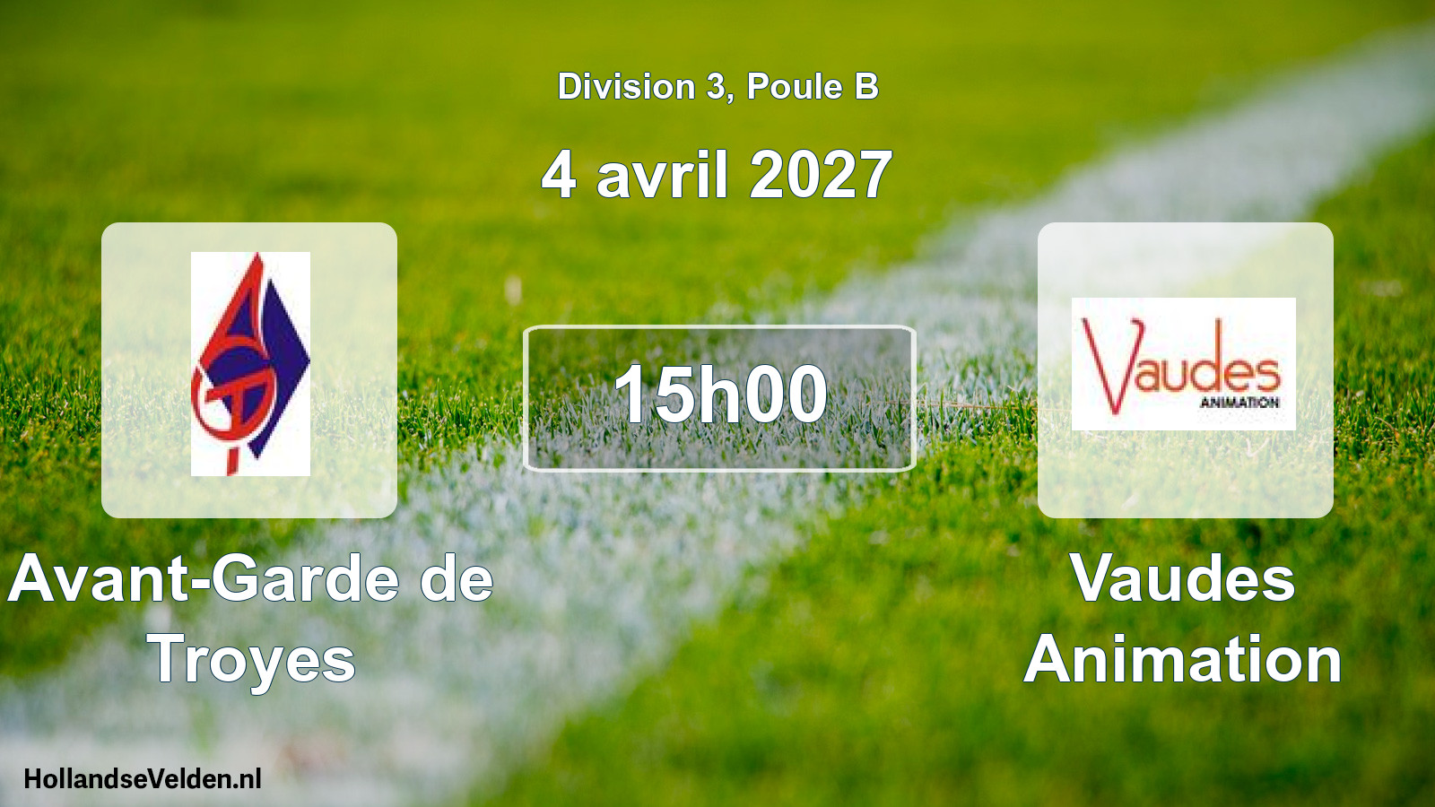 Match programmé: Avant-Garde de Troyes - Vaudes Animation (4 avril 2027)