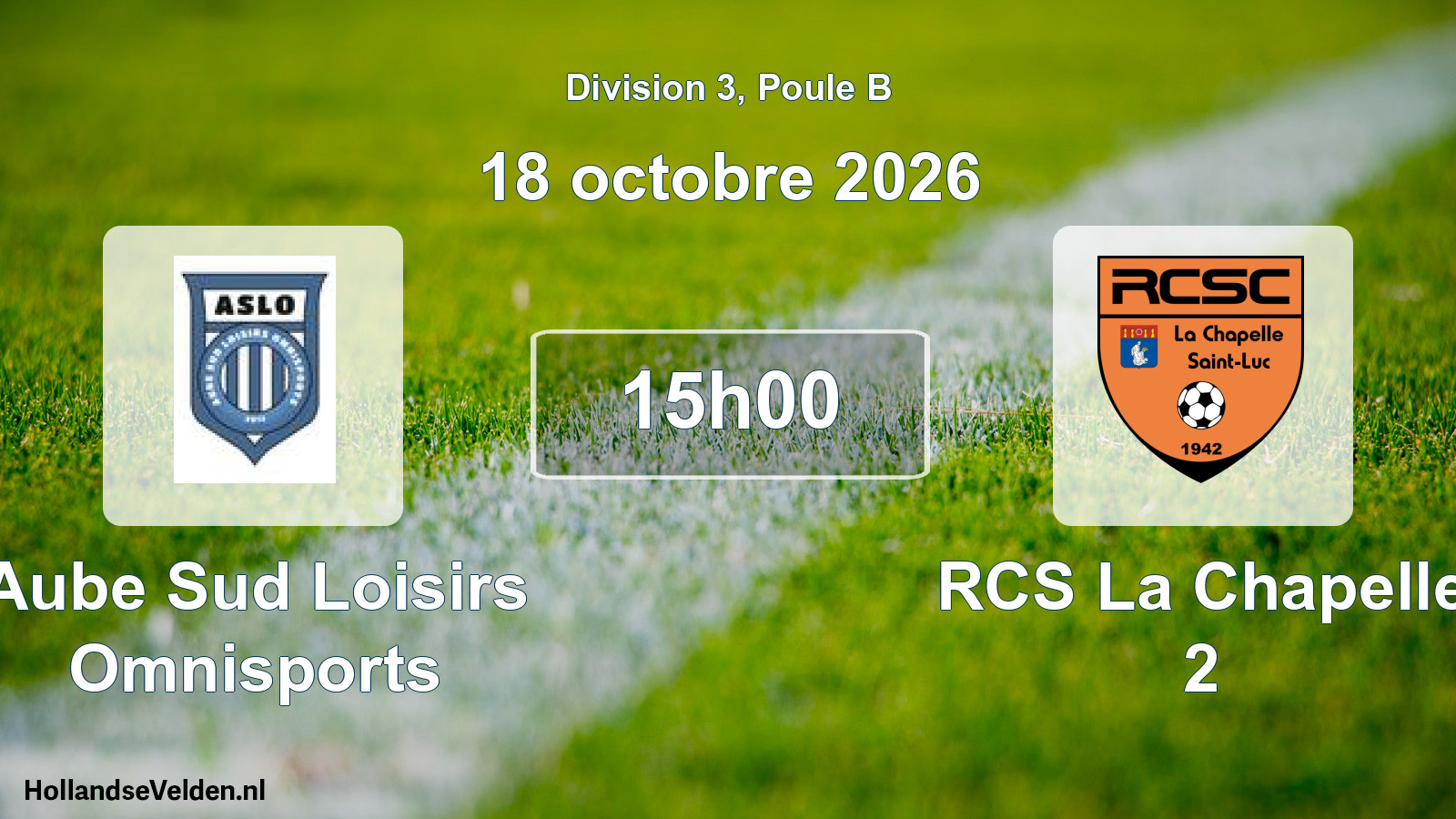 Match programmé: Aube Sud Loisirs Omnisports - RCS La Chapelle 2 (18 octobre 2026)