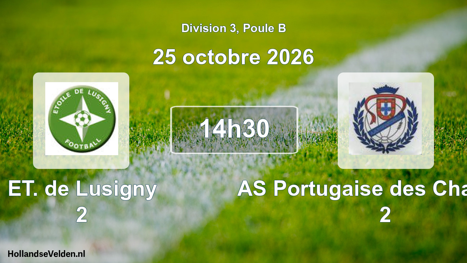 Match programmé: ET. de Lusigny 2 - AS Portugaise des Chartreux 2 (25 octobre 2026)
