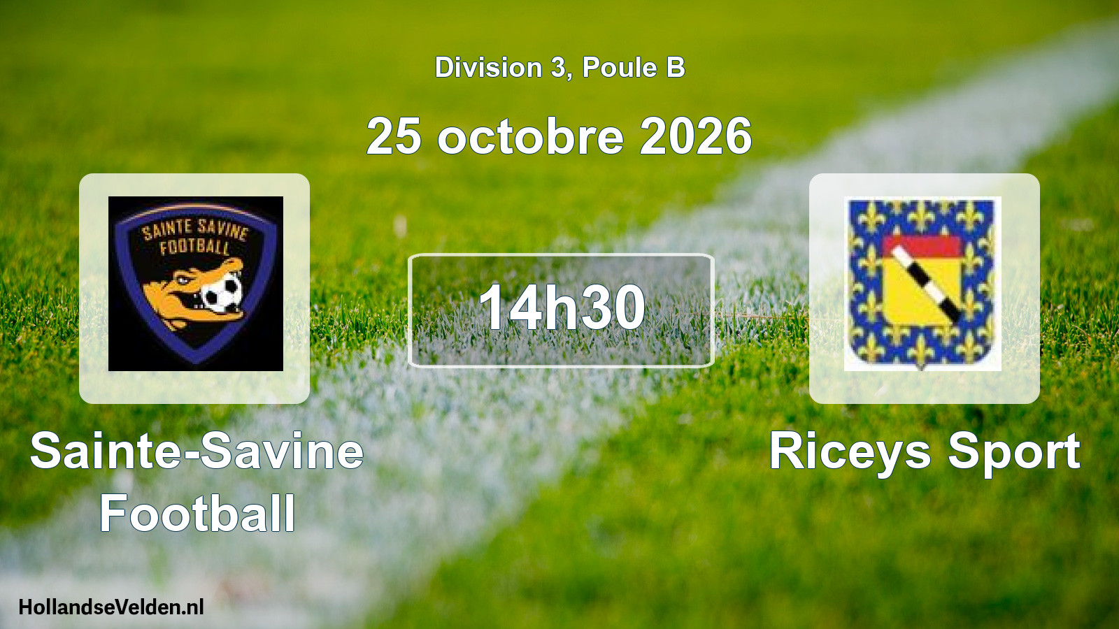 Match programmé: Sainte-Savine Football - Riceys Sport (25 octobre 2026)