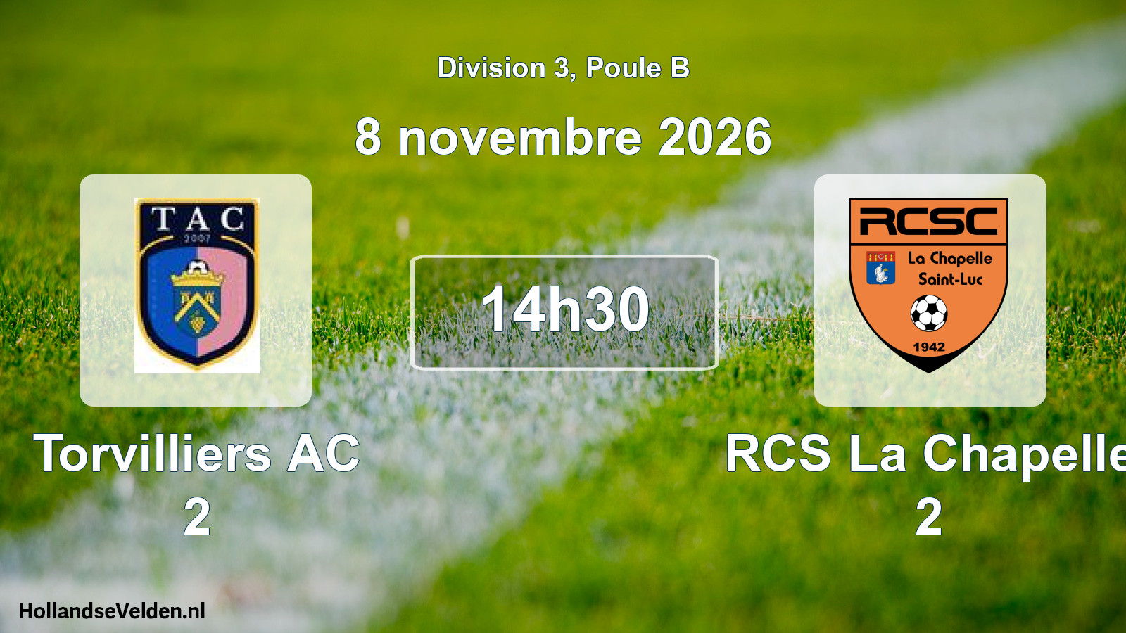 Match programmé: Torvilliers AC 2 - RCS La Chapelle 2 (8 novembre 2026)