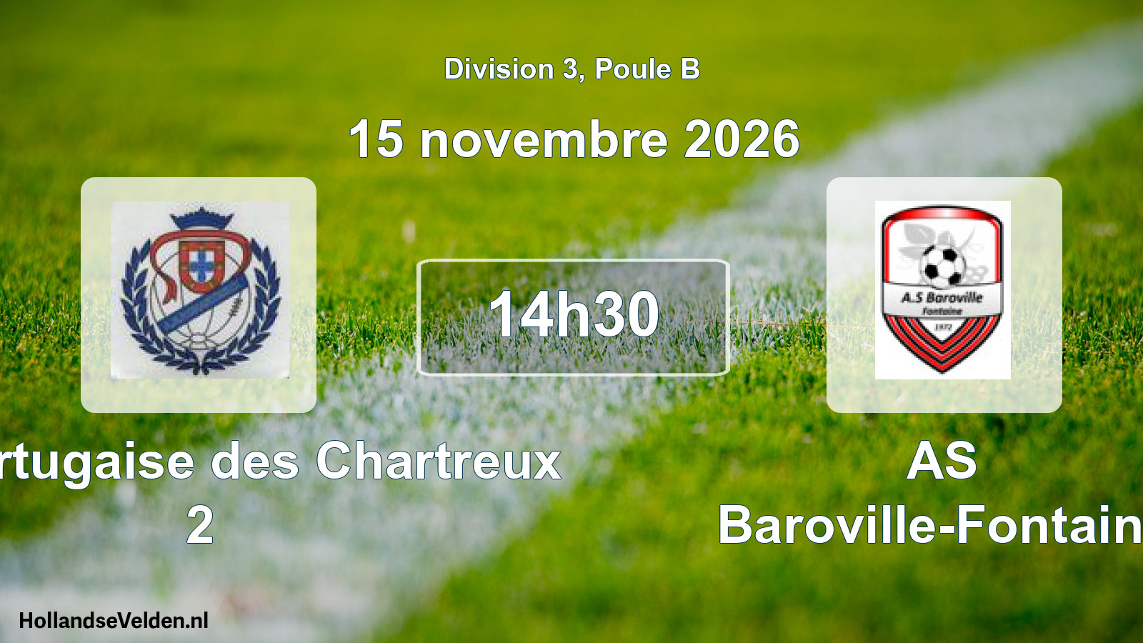 Match programmé: AS Portugaise des Chartreux 2 - AS Baroville-Fontaine (15 novembre 2026)