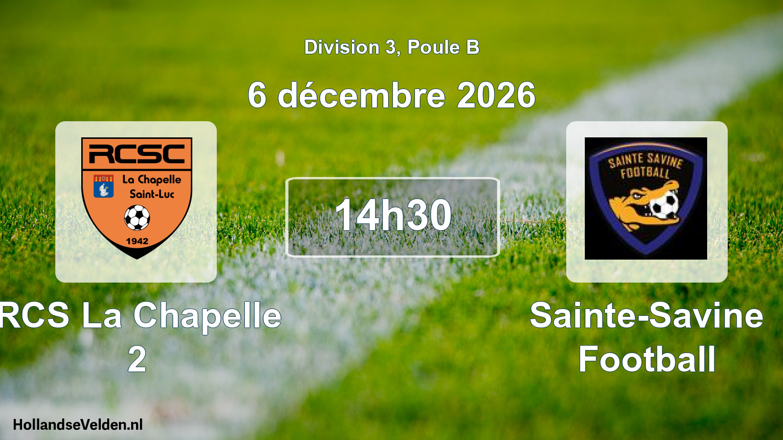 Match programmé: RCS La Chapelle 2 - Sainte-Savine Football (6 décembre 2026)