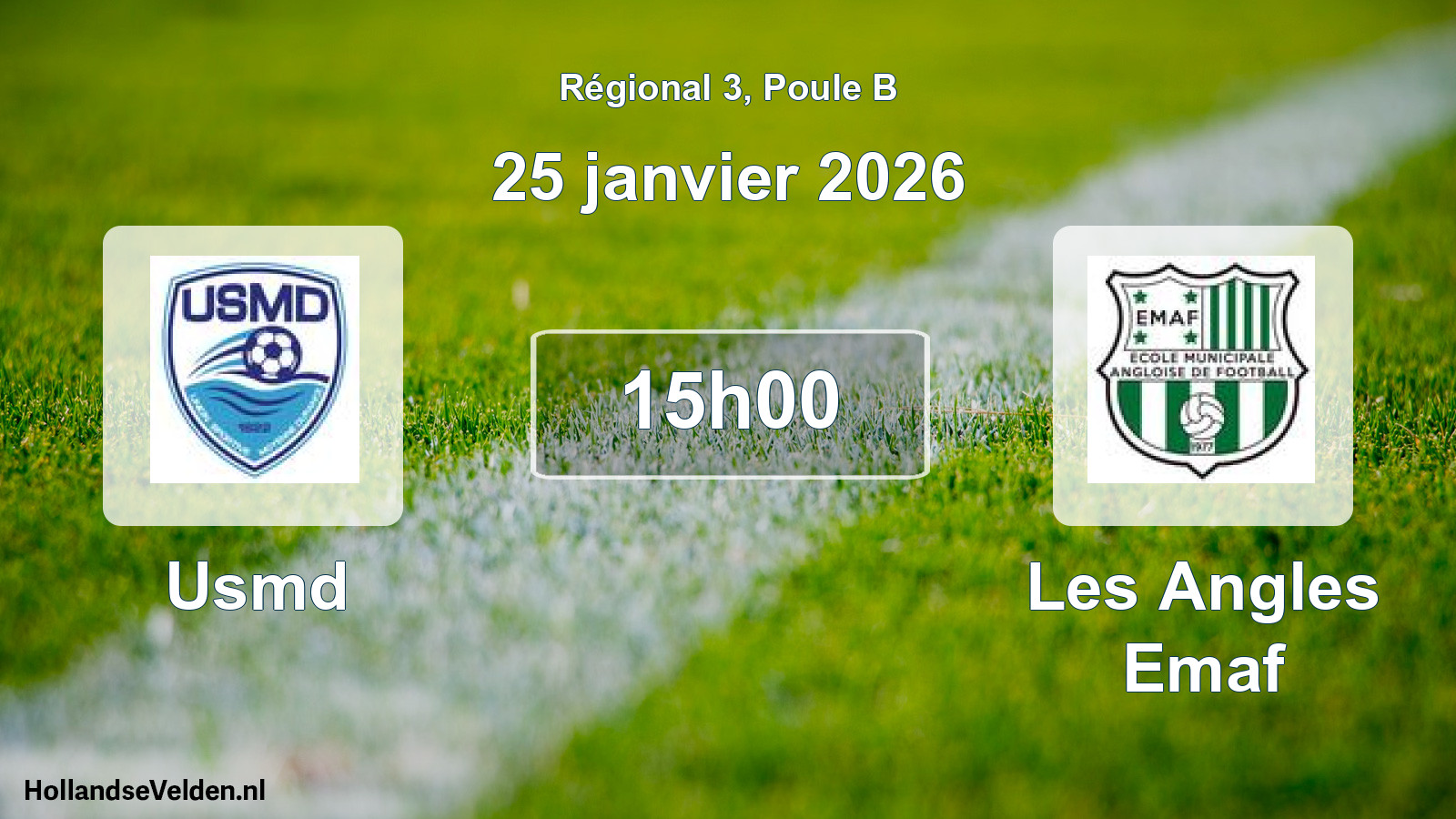 Geplande wedstrijd: Usmd - Les Angles Emaf (25 januari 2026)