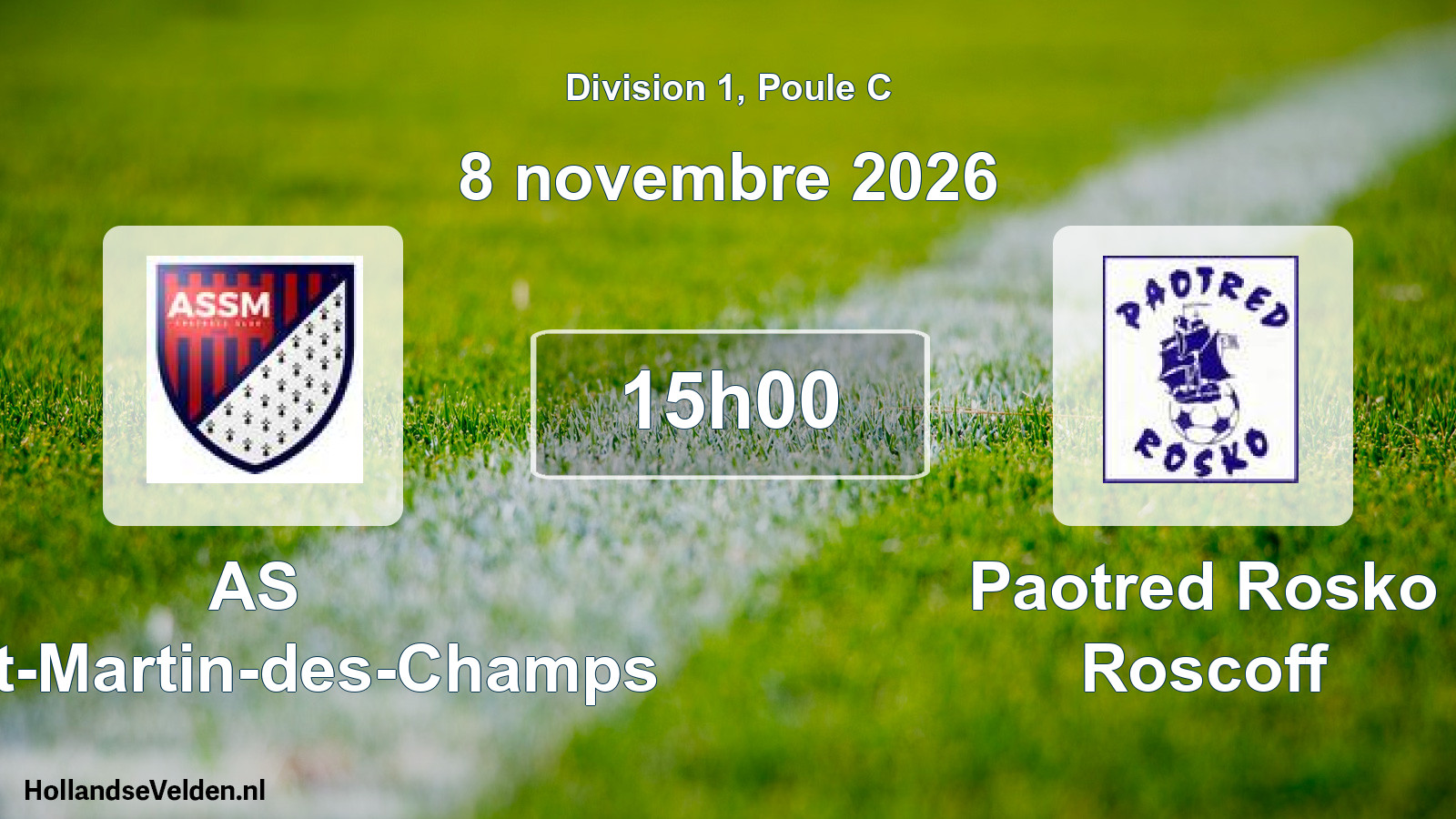 Match programmé: AS Saint-Martin-des-Champs - Paotred Rosko Roscoff (8 novembre 2026)