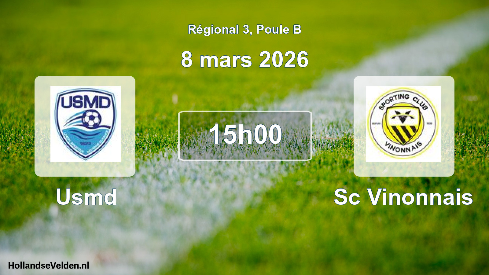 Geplande wedstrijd: Usmd - Sc Vinonnais (8 mars 2026)