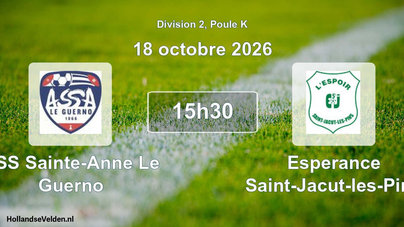 Match programmé: ASS Sainte-Anne Le Guerno - Esperance Saint-Jacut-les-Pins (18 octobre 2026)