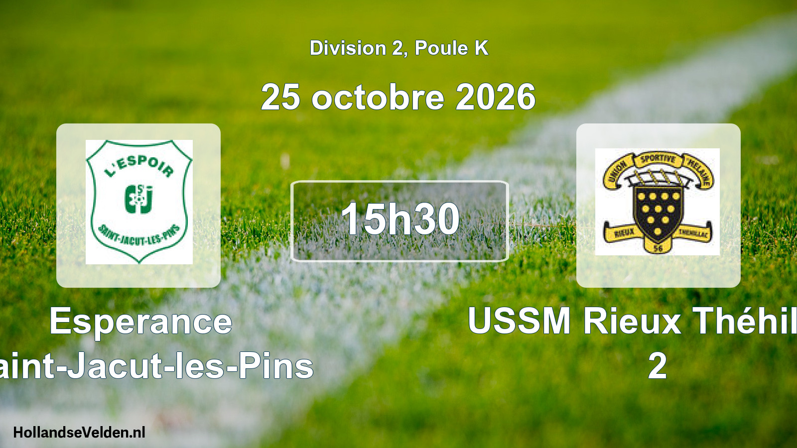 Match programmé: Esperance Saint-Jacut-les-Pins - USSM Rieux Théhillac 2 (25 octobre 2026)