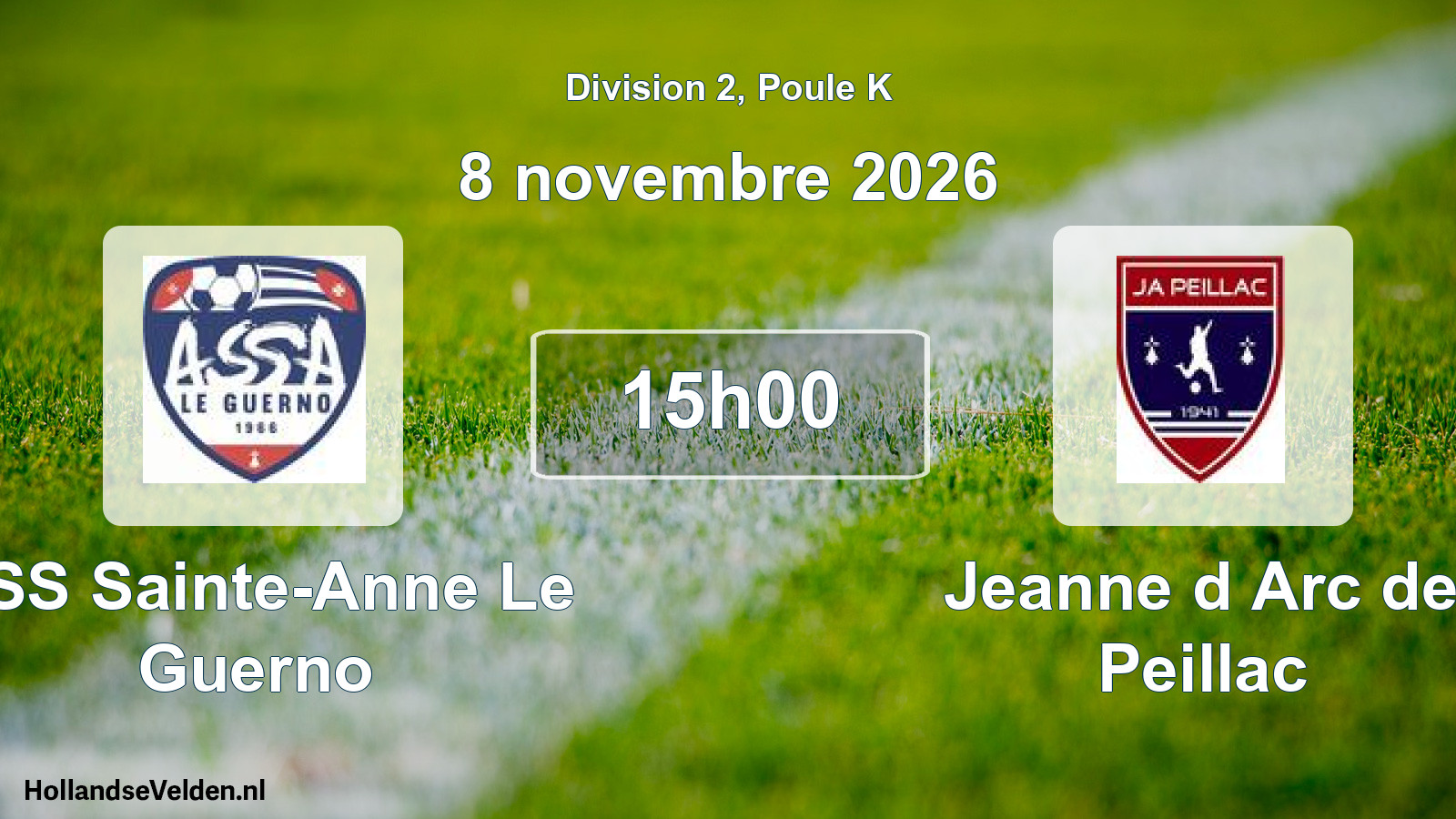 Match programmé: ASS Sainte-Anne Le Guerno - Jeanne d Arc de Peillac (8 novembre 2026)